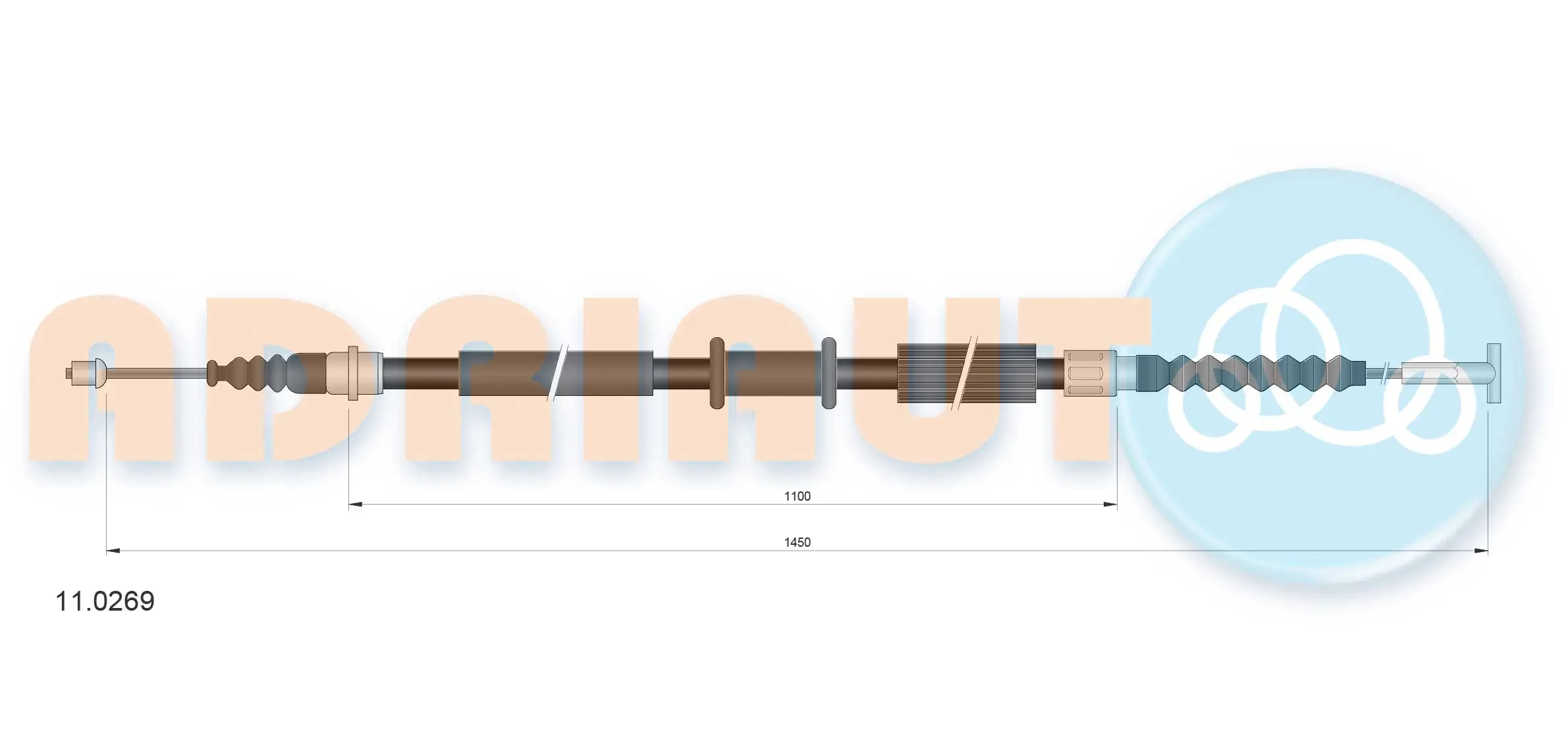 Tirette à câble, frein de stationnement ADRIAUTO 11.0269