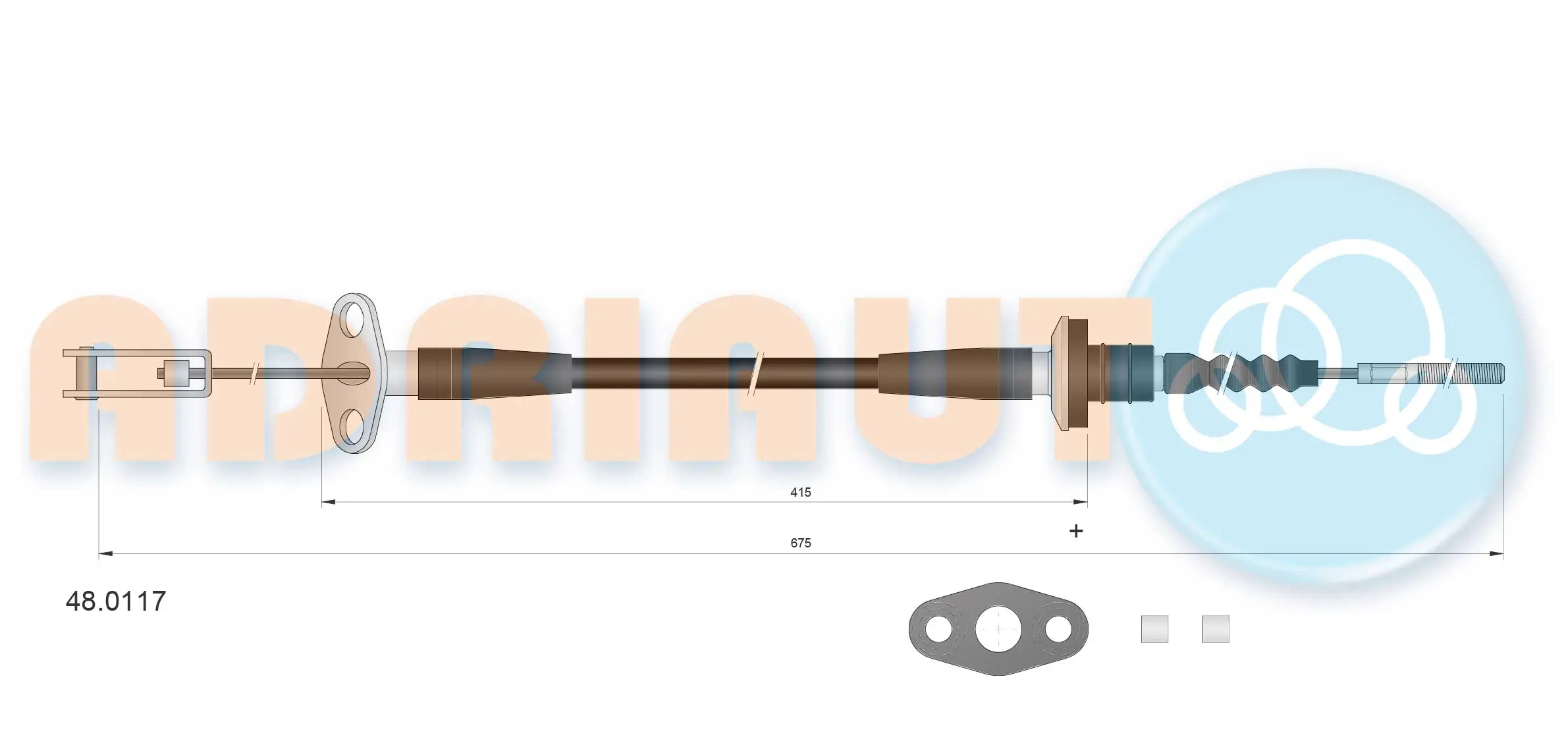 Tirette à câble, commande d'embrayage ADRIAUTO 48.0117