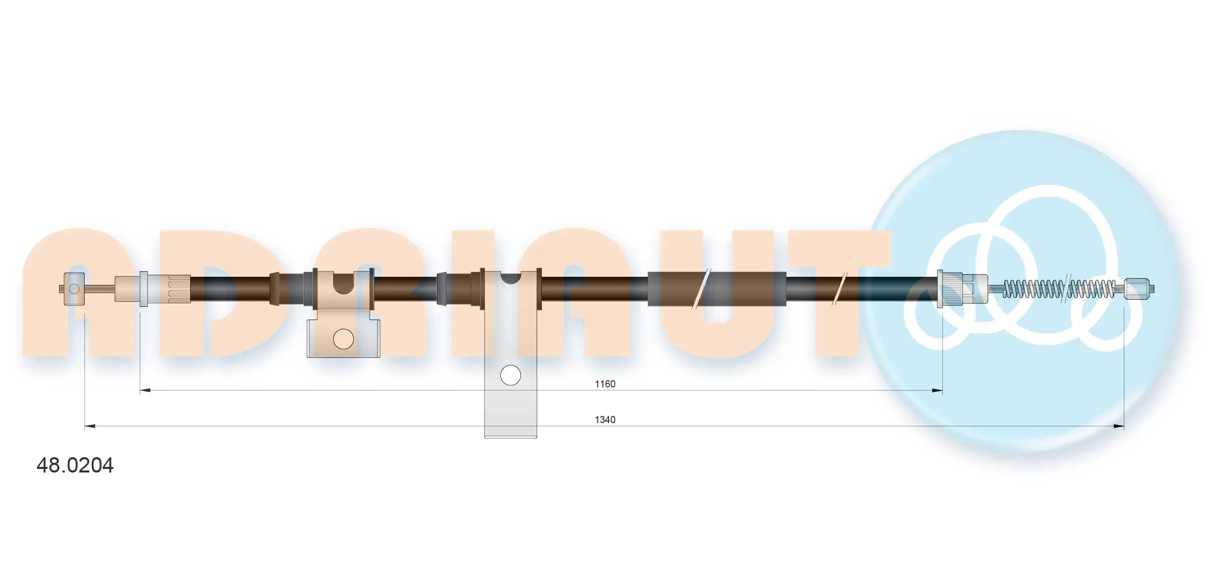 Tirette à câble, frein de stationnement ADRIAUTO 48.0204