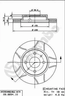Disque de frein BREMBO 09.8894.75