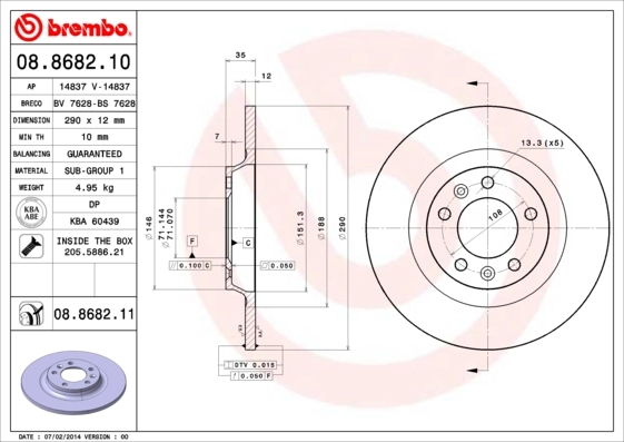 Disque de frein BREMBO 08.8682.11