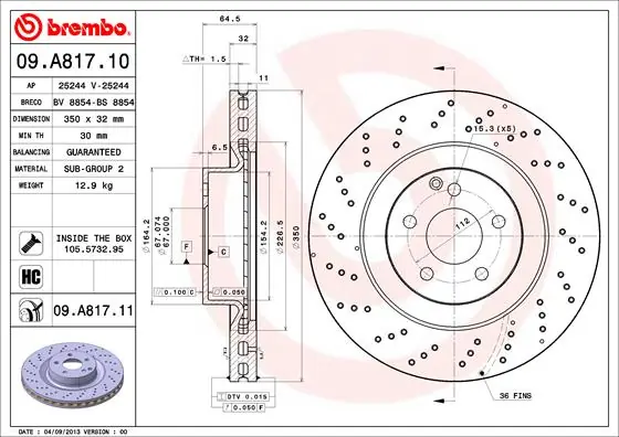 Disque de frein BREMBO 09.A817.11