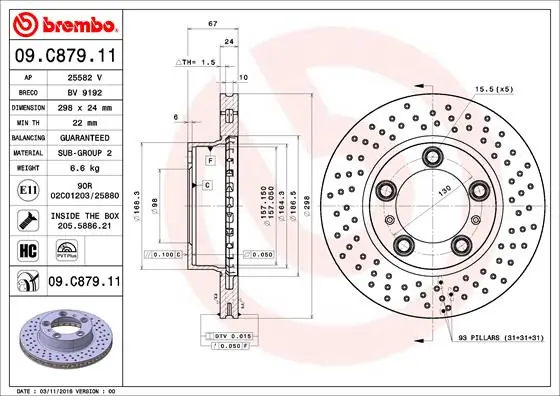 Disque de frein BREMBO 09.C879.11
