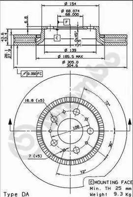 Disque de frein BREMBO 09.9130.75