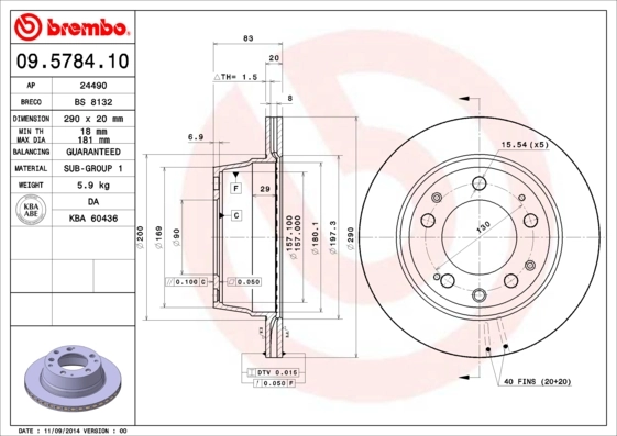 Disque de frein BREMBO 09.5784.10