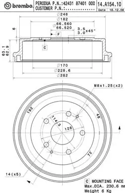 Tambour de frein BREMBO 14.A154.10
