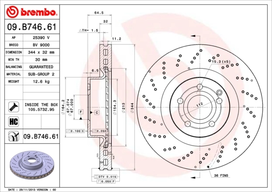 Disque de frein BREMBO 09.B746.61