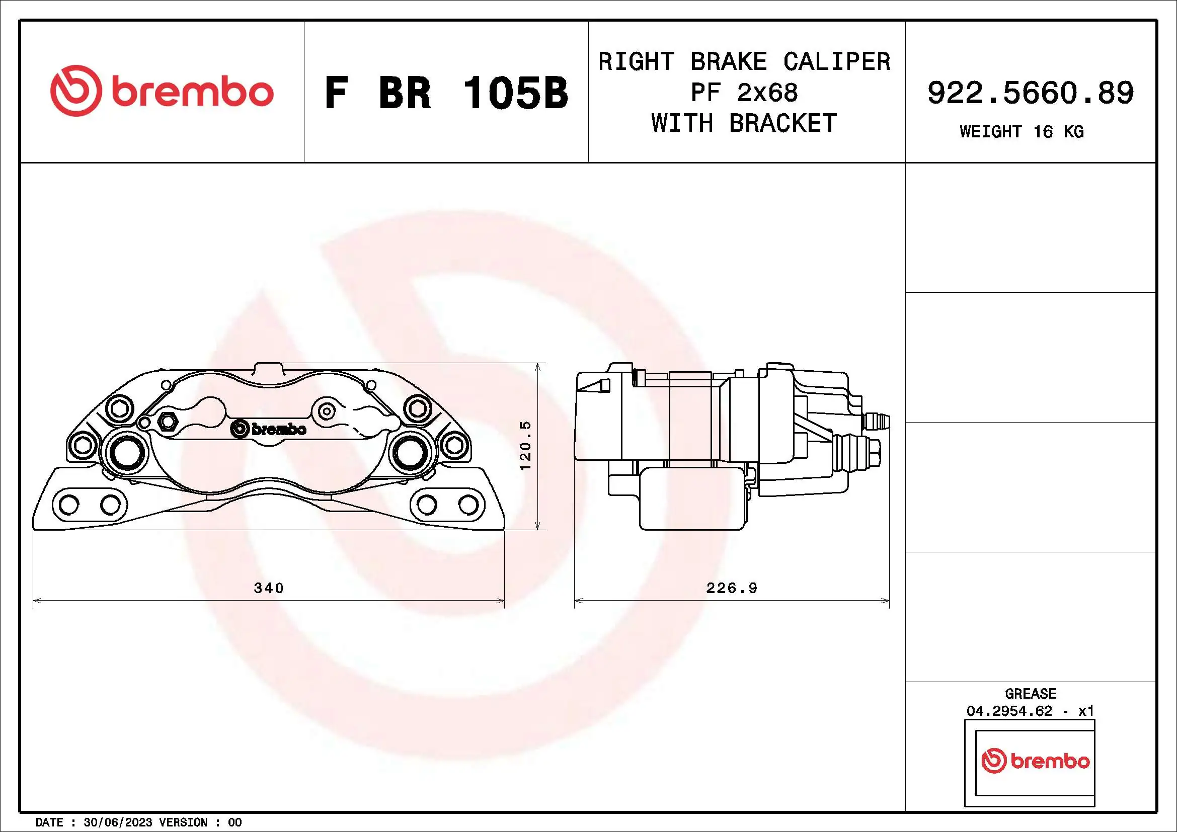 Étrier de frein BREMBO F BR 105B