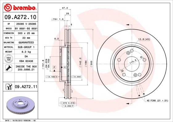 Disque de frein BREMBO 09.A272.11
