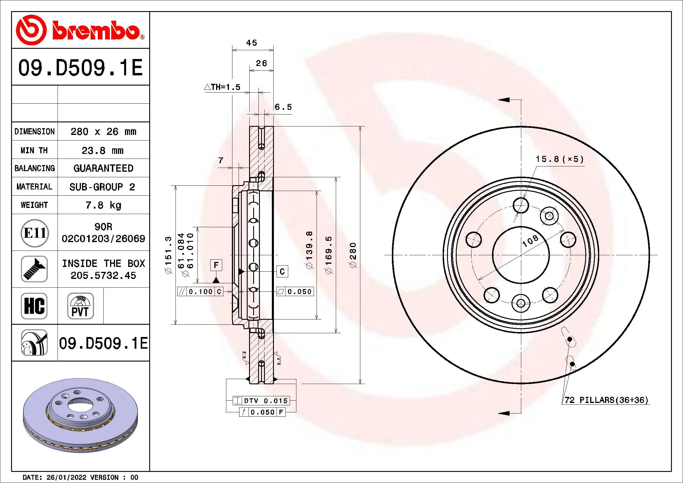 Kit de freins, frein à disques BREMBO KT 08 036