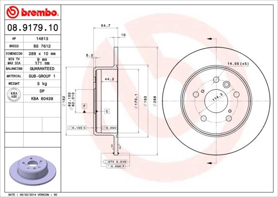 Disque de frein BREMBO 08.9179.10