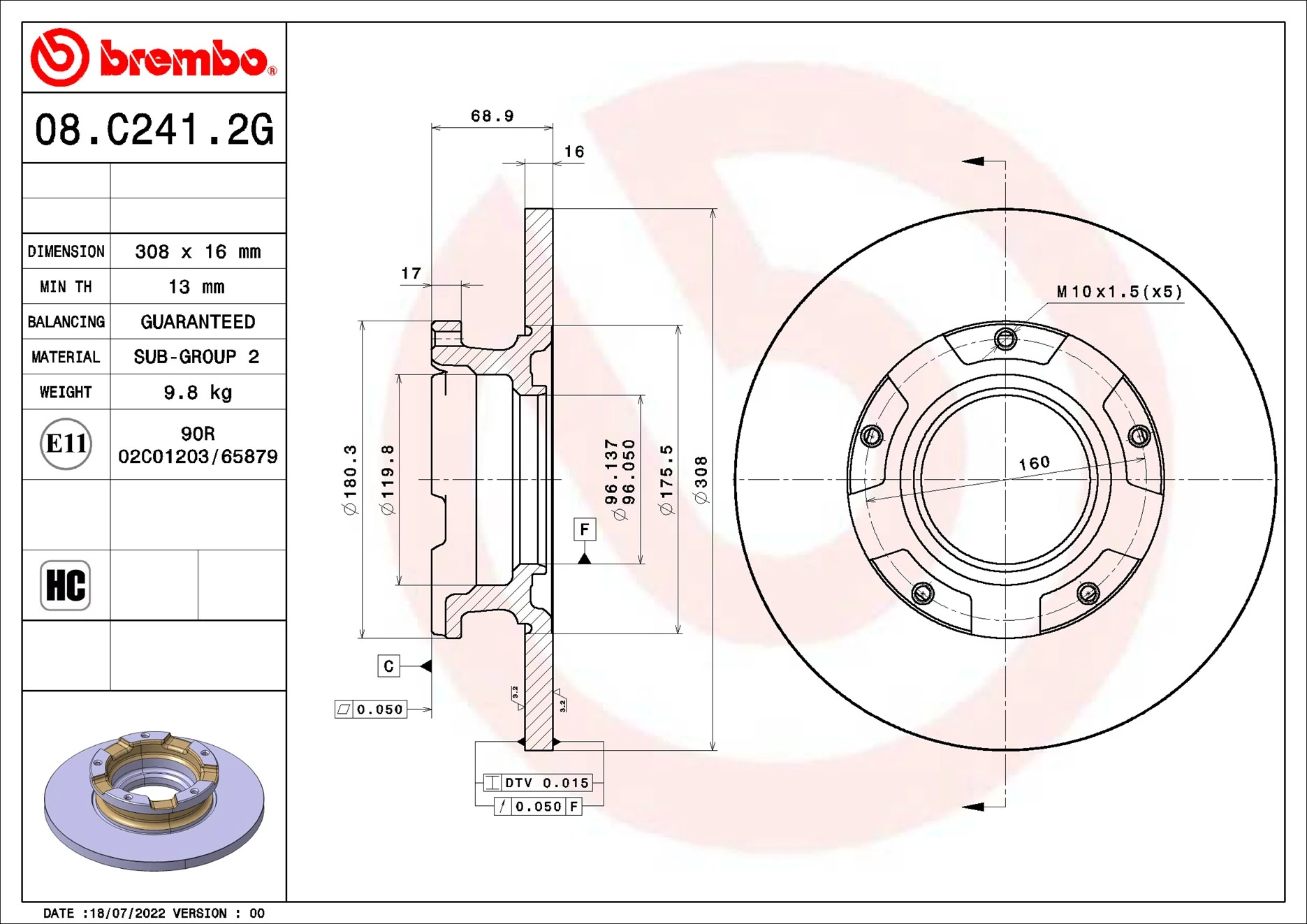 Kit de freins, frein à disques BREMBO KT 10 017
