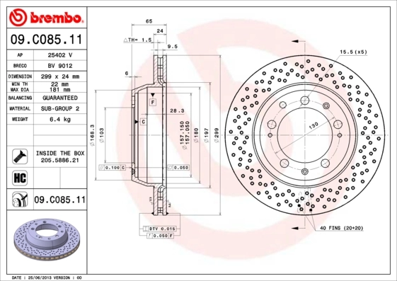 Disque de frein BREMBO 09.C085.11