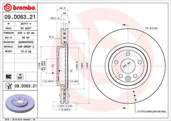 Disque de frein BREMBO 09.D063.21