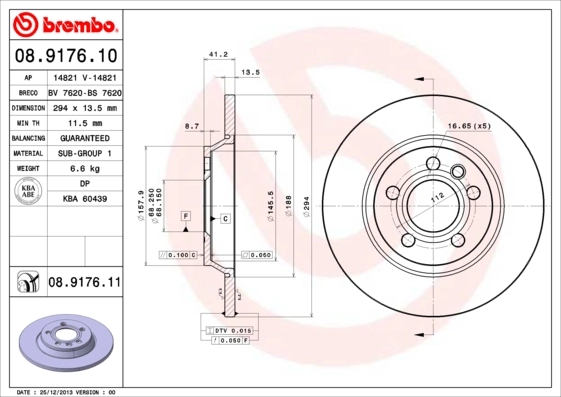 Disque de frein BREMBO 08.9176.11
