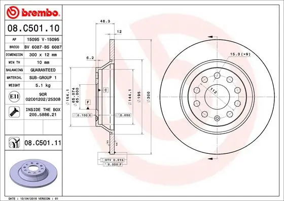 Disque de frein BREMBO 08.C501.11
