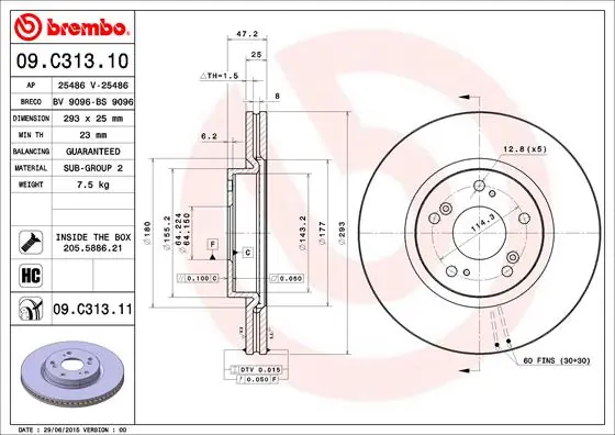 Disque de frein BREMBO 09.C313.11