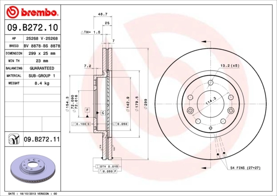 BREMBO 09.B272.10 — Диск гальмівний