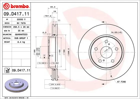 BREMBO 09.D417.11 — Диск гальмівний