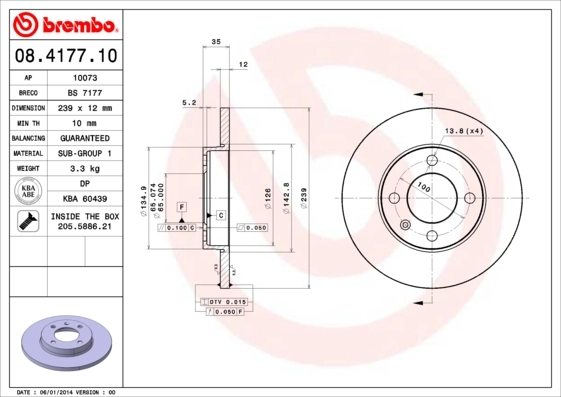 Disque de frein BREMBO 08.4177.10