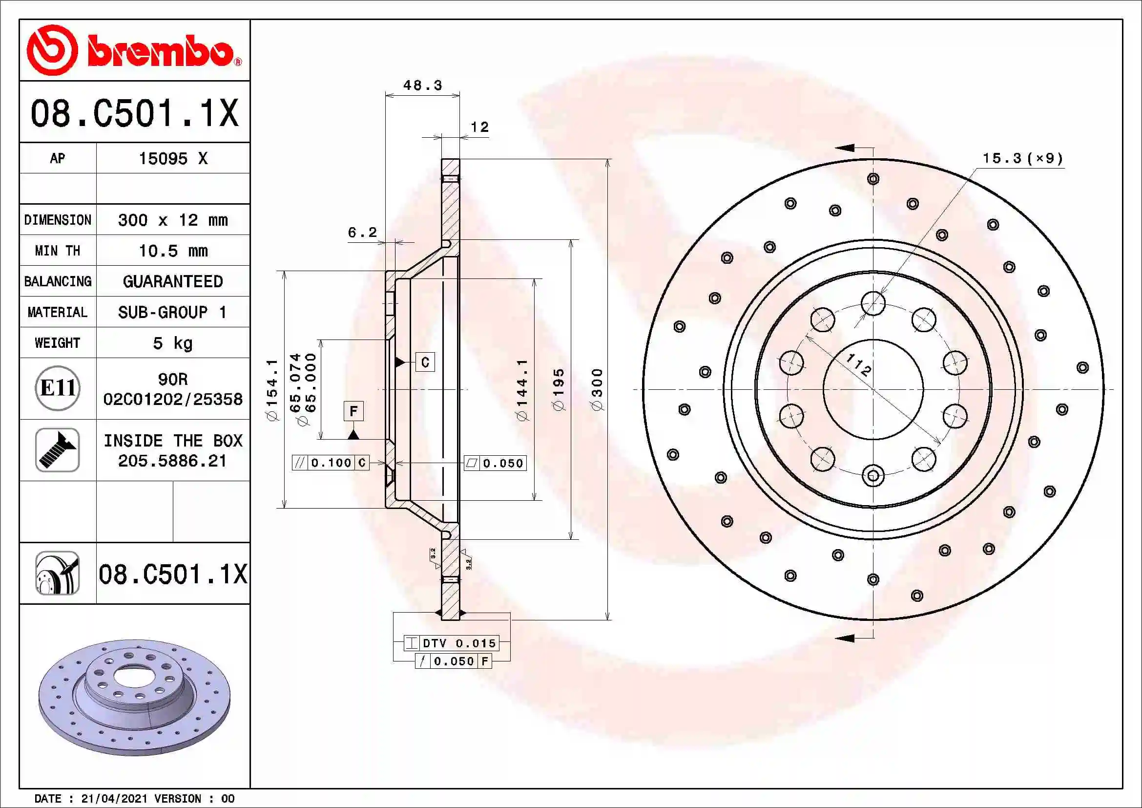 Disque de frein BREMBO 08.C501.1X
