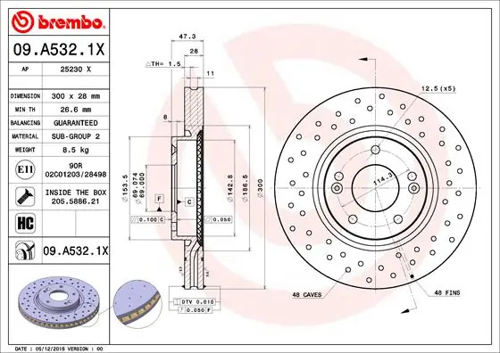 Disque de frein BREMBO 09.A532.1X