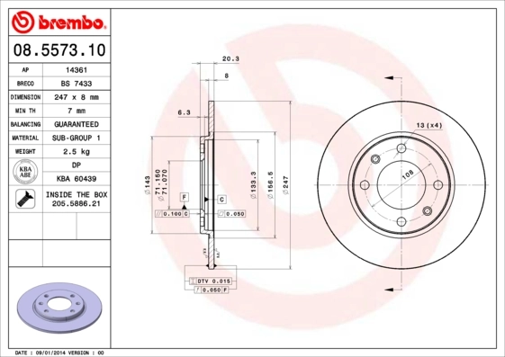 Disque de frein BREMBO 08.5573.10