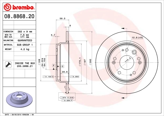 Disque de frein BREMBO 08.8868.20