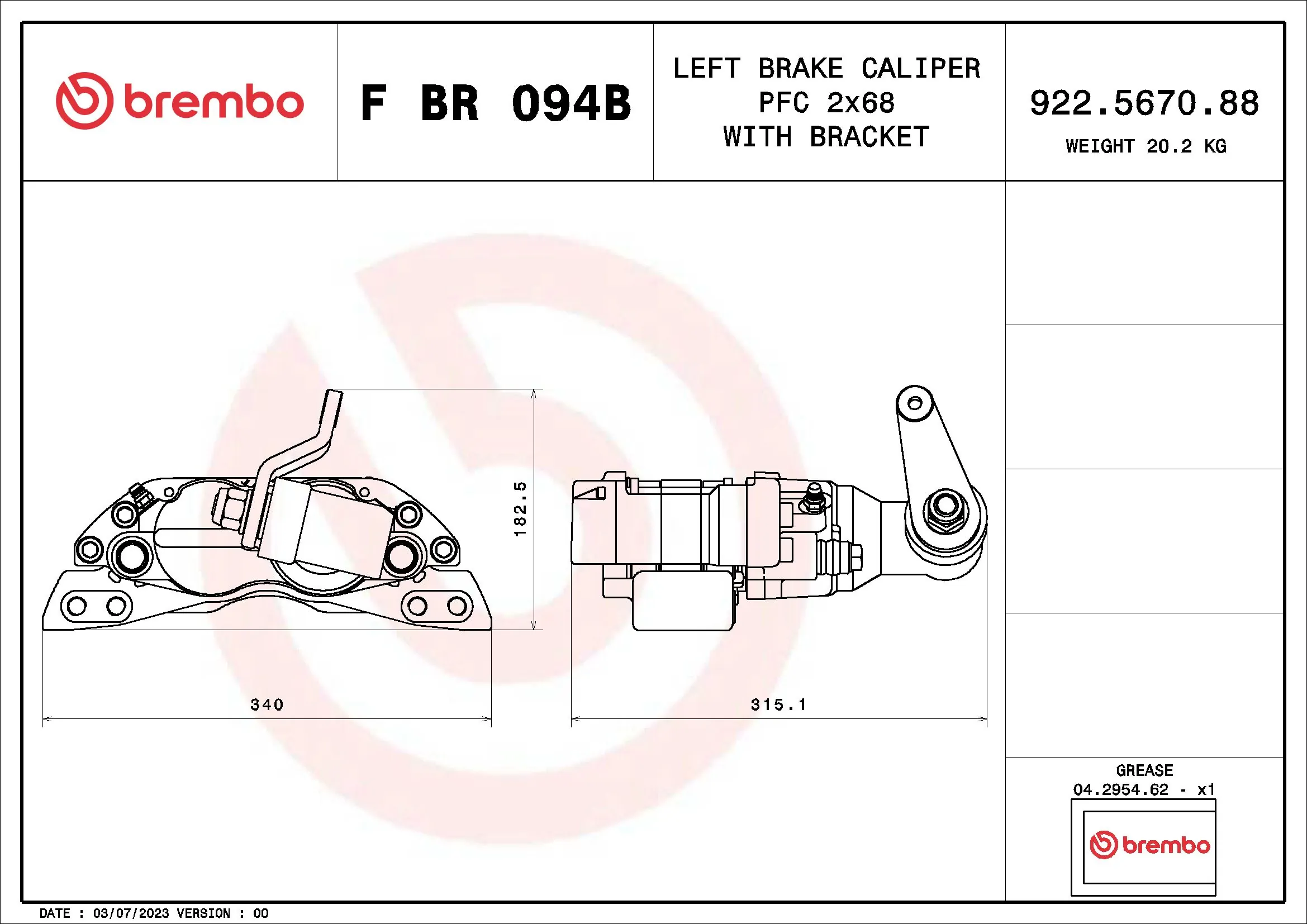 Étrier de frein BREMBO F BR 094B