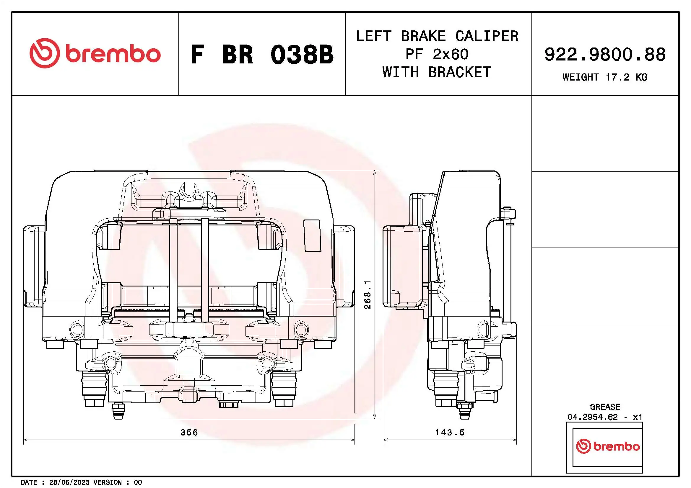 Étrier de frein BREMBO F BR 038B