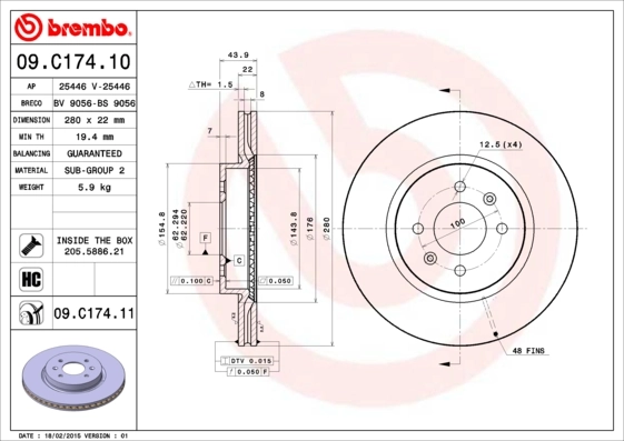 Disque de frein BREMBO 09.C174.11
