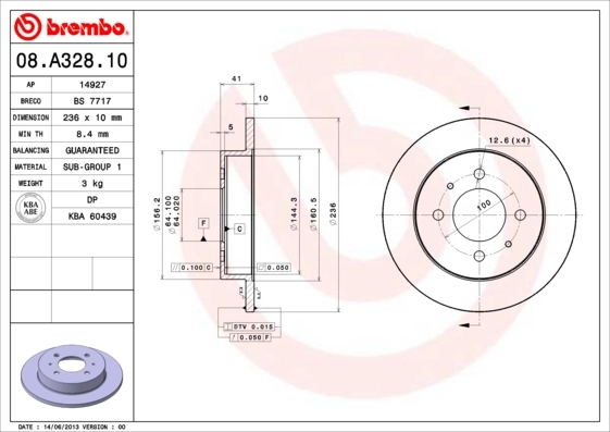 Disque de frein BREMBO 08.A328.10