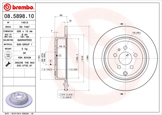 Disque de frein BREMBO 08.5898.10