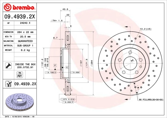 Disque de frein BREMBO 09.4939.2X