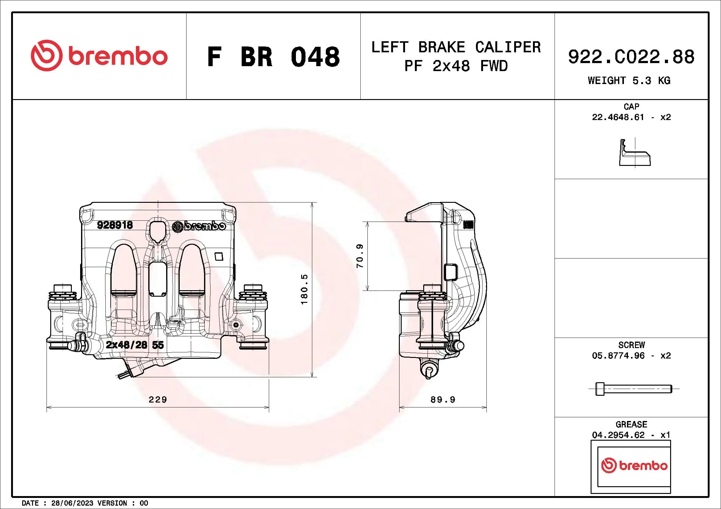 Étrier de frein BREMBO F BR 048