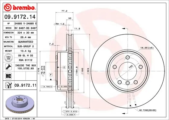 Disque de frein BREMBO 09.9172.11