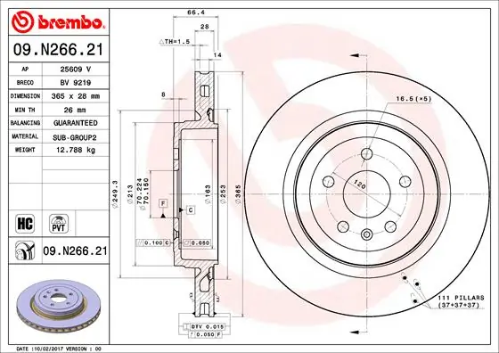 Disque de frein BREMBO 09.N266.21