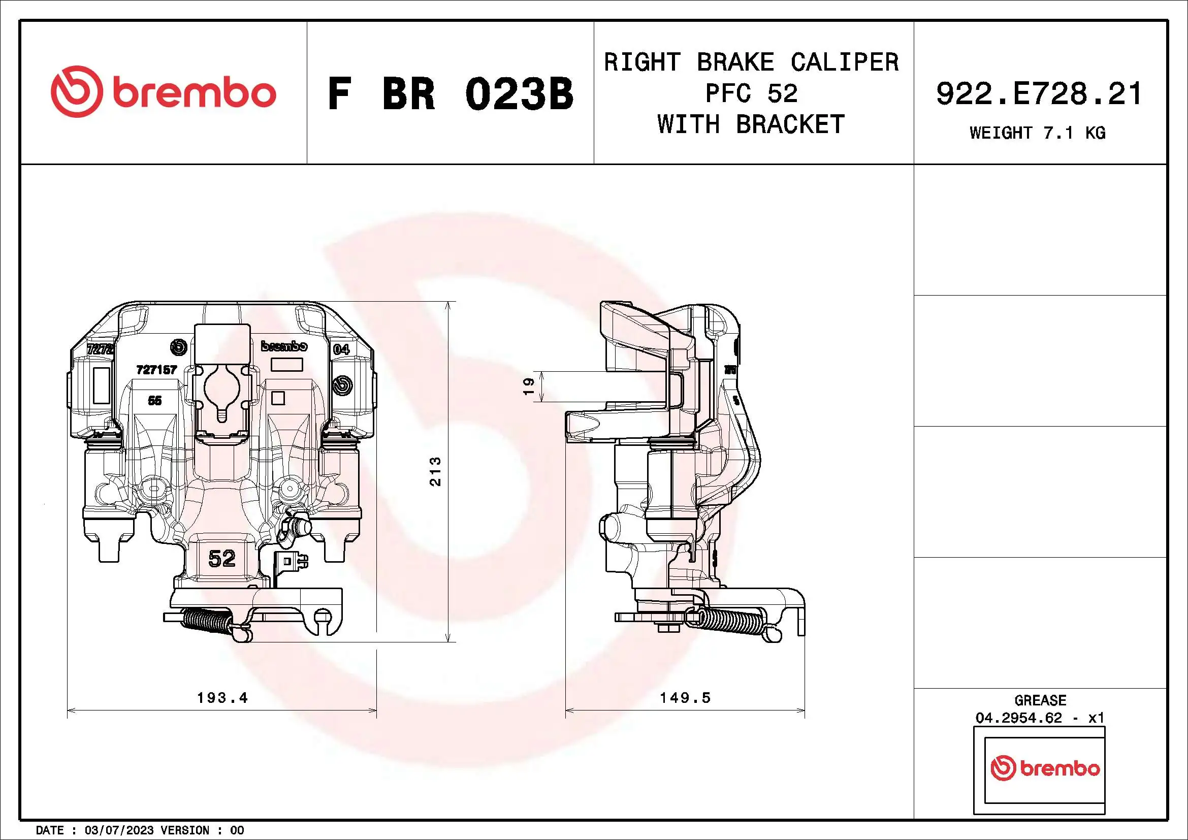 Étrier de frein BREMBO F BR 023B