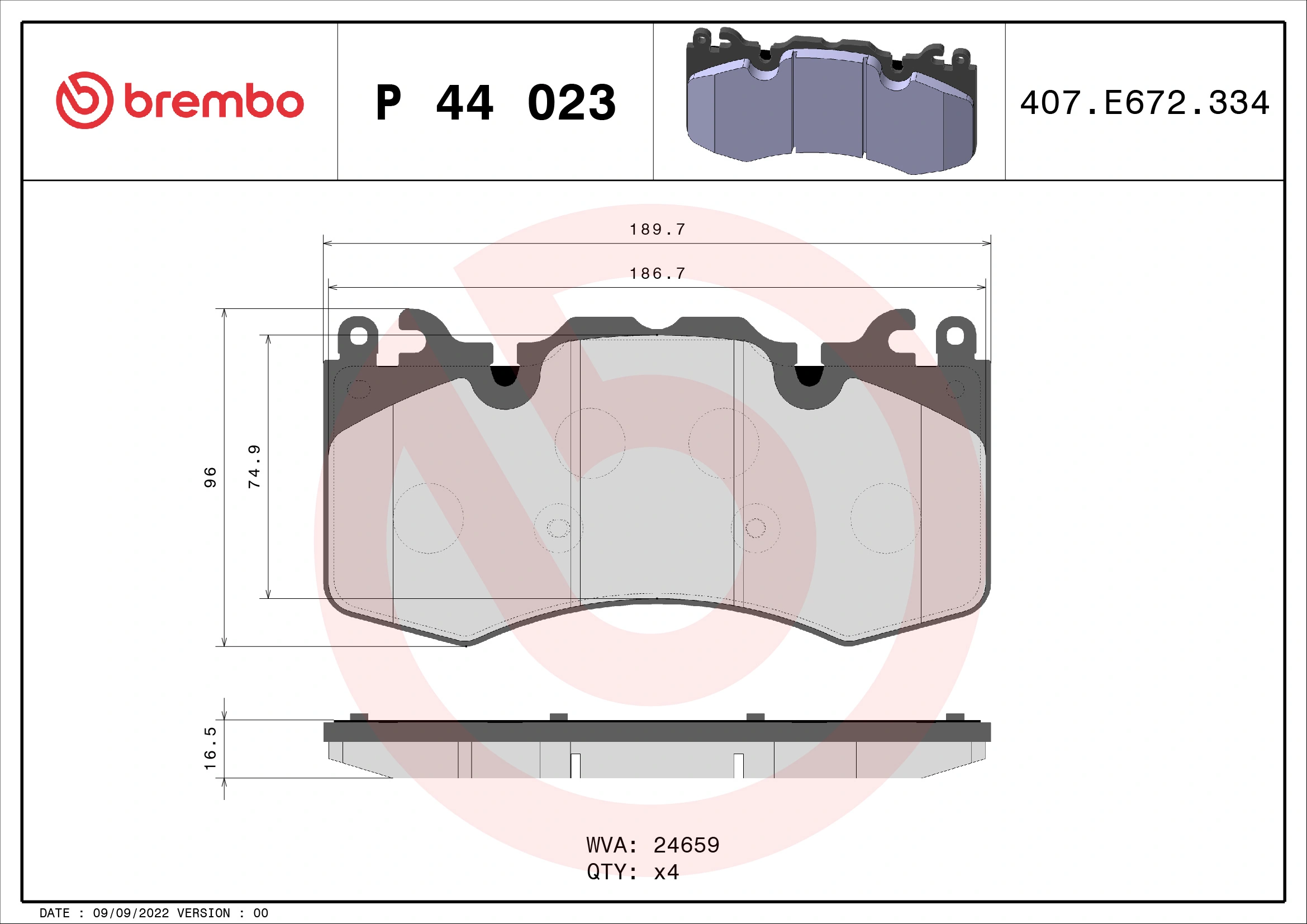 BREMBO P 44 023 — Колодка гальм. диск. LANDROVER, RANGE ROVER передн. (вир-во BREMBO)
