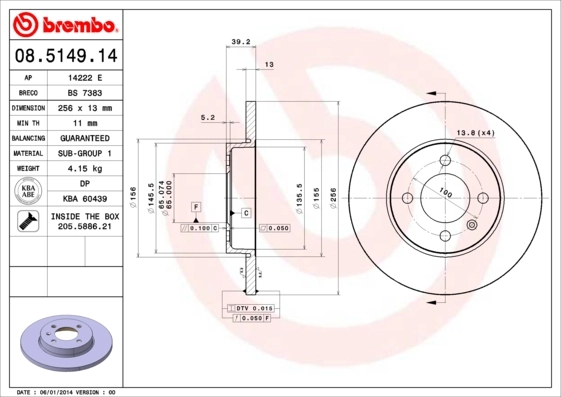 Disque de frein BREMBO 08.5149.14