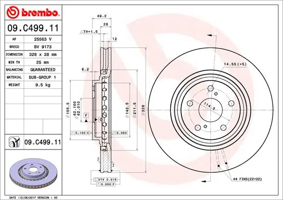 Disque de frein BREMBO 09.C499.11