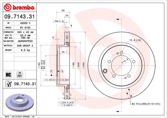 Disque de frein BREMBO 09.7143.31
