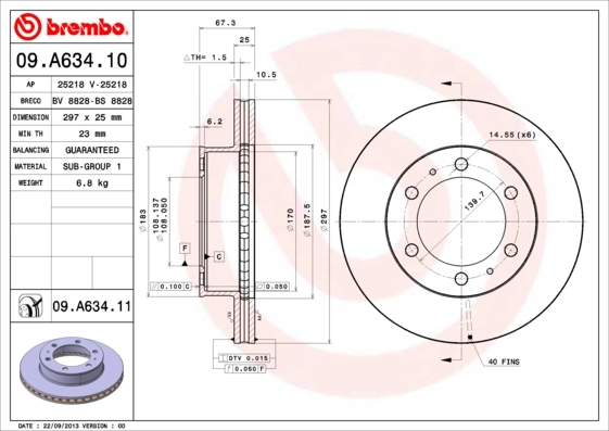 Disque de frein BREMBO 09.A634.11