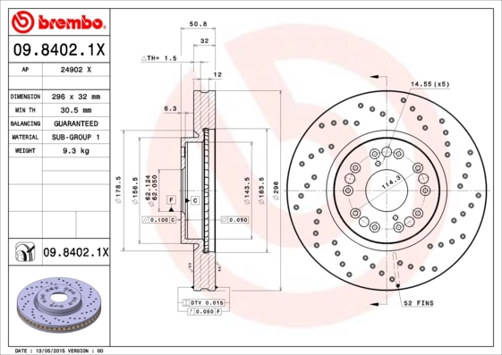 Disque de frein BREMBO 09.8402.1X