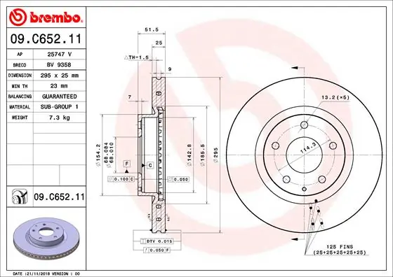 Disque de frein BREMBO 09.C652.11
