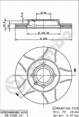 Disque de frein BREMBO 09.5166.75