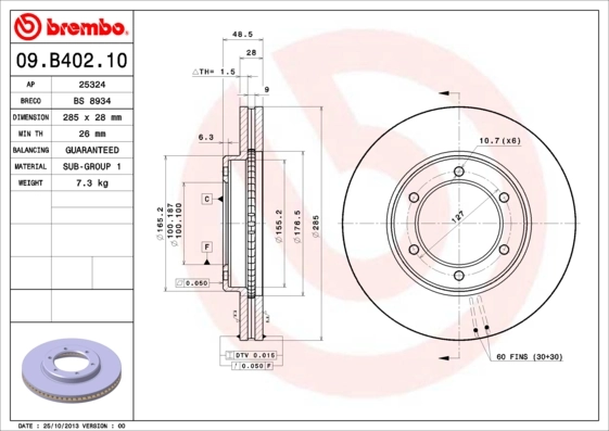 Disque de frein BREMBO 09.B402.10
