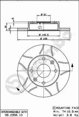 Disque de frein BREMBO 08.2958.75