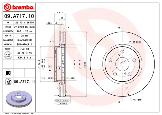 Disque de frein BREMBO 09.A717.11