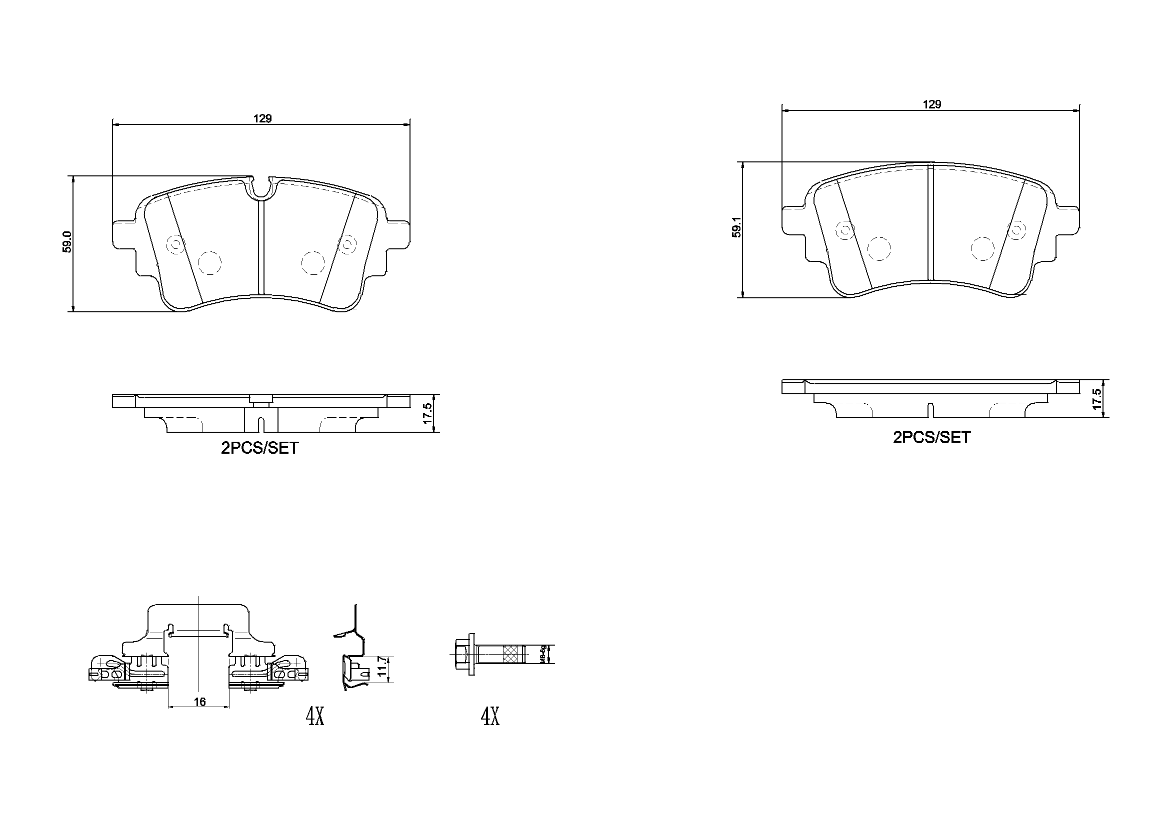 Kit de plaquettes de frein, frein à disque BREMBO P 85 186